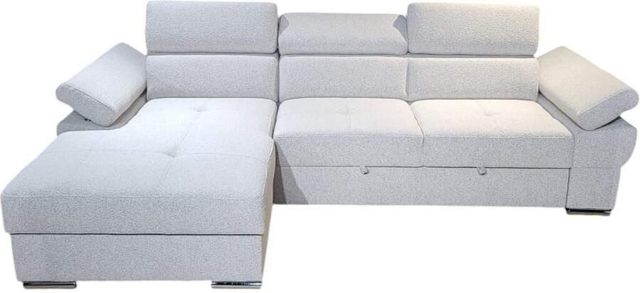 Geen merk. hoekbank lazaro small- lounge links- met bed en opbergruimte- structuurstof grijs beige- hoeksalon left met bed en opbergruimte