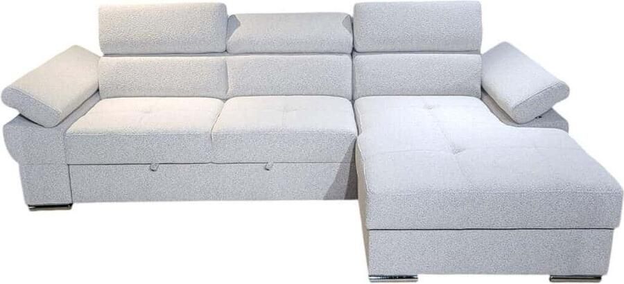 Geen merk. hoekbank lazaro small- lounge rechts- met bed en opbergruimte- structuurstof grijs beige- hoeksalon right met bed en opbergruimte