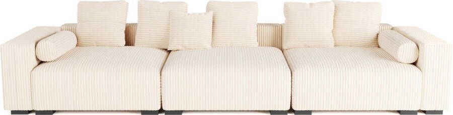 Geen merk Hoekbank Lazy Bigsofa Ultrasoft Chillsofa volledig modulair Hoeksalon Corduroy ribstof Beige