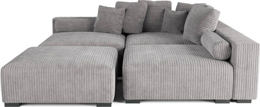 Geen merk Hoekbank Lazy Bigsofa Ultrasoft Chillsofa volledig modulair Hoeksalon Corduroy ribstof Donkergrijs