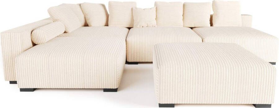 Geen merk Hoekbank Lazy Bigsofa Ultrasoft Chillsofa volledig modulair Hoeksalon Corduroy ribstof Beige