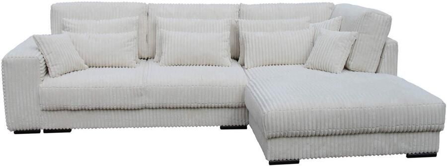 Geen merk. hoekbank mana- lounge rechts- beige ultra dikke ribstof hoeksalon beige rechts