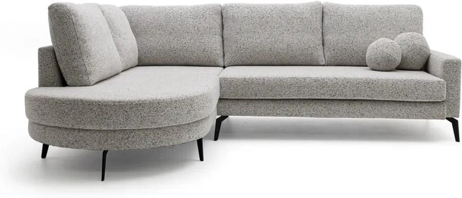Geen merk Hoekbank miya- lounge links- ronde love seat- grijs structuurstof- hoeksalon met ronde lounge