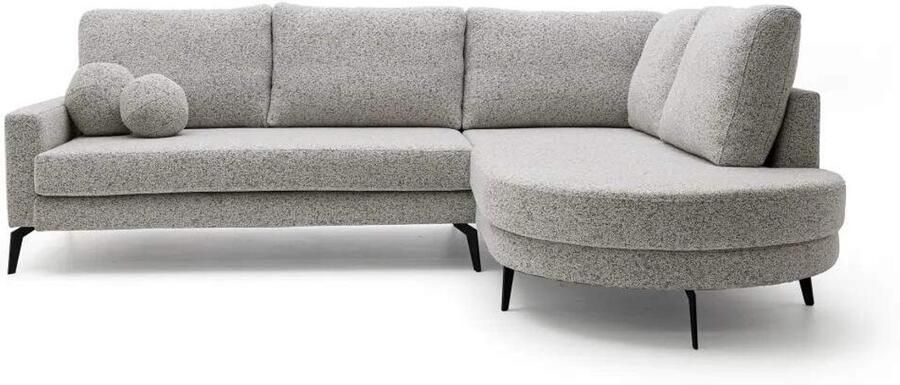 Geen merk Hoekbank miya- lounge rechts- ronde love seat- grijs structuurstof- hoeksalon met ronde lounge