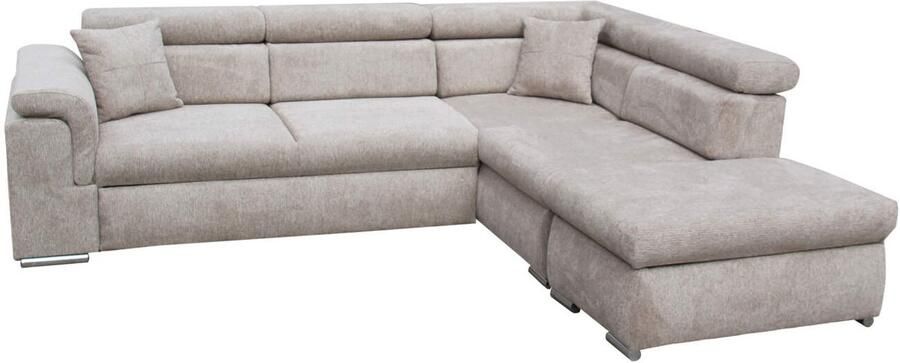 Geen merk hoekbank salo- beige taupe lounge rechts- met slaapfunctie hoeksalon met bed en opbergruimte
