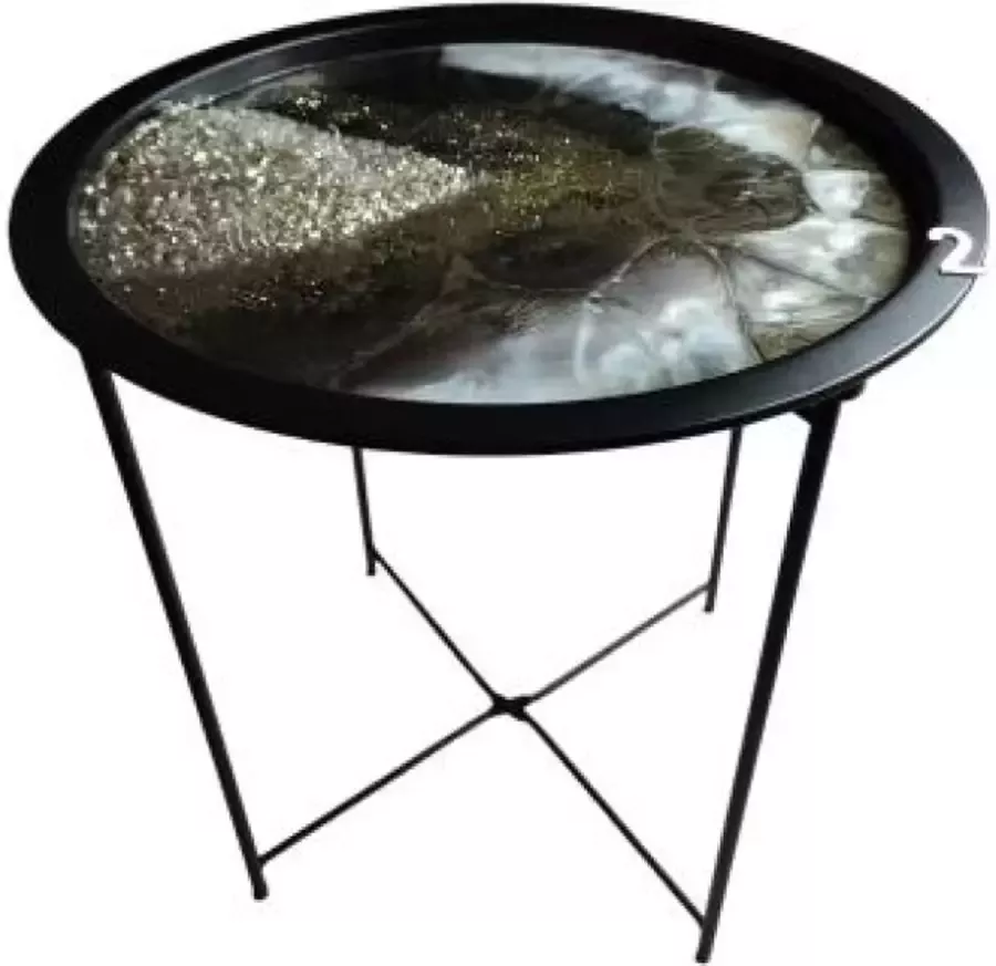 Geen merknaam Luxe epoxy bijzettafel met glitter en kristalstenen 2