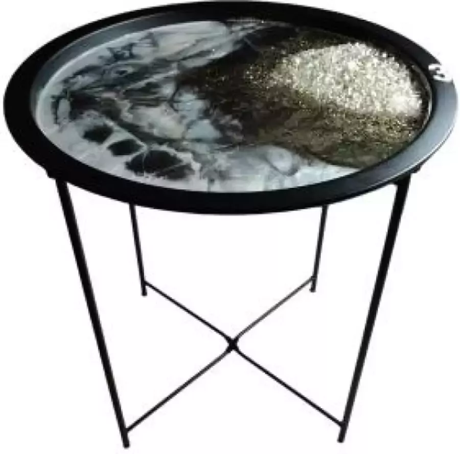 Geen merknaam Luxe epoxy bijzettafel met glitter en kristalstenen 3