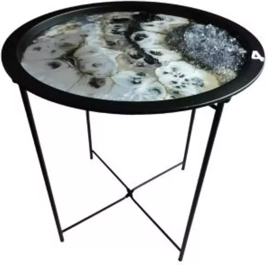 Geen merknaam Luxe epoxy bijzettafel met glitter en kristalstenen 4