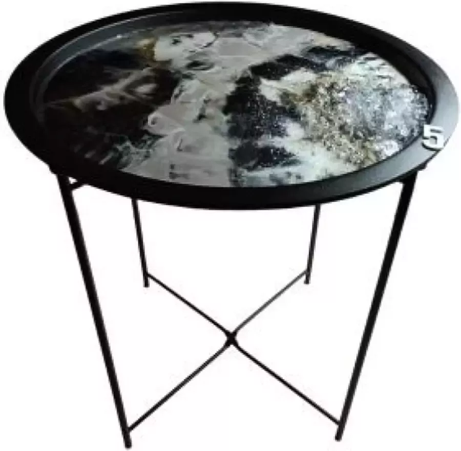 Geen merknaam Luxe epoxy bijzettafel met glitter en kristalstenen 5