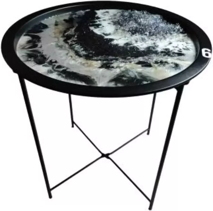 Geen merknaam Luxe epoxy bijzettafel met glitter en kristalstenen 6