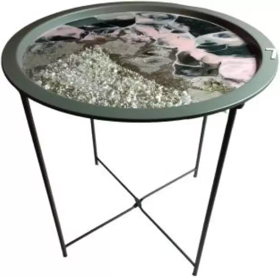 Geen merknaam Luxe epoxy bijzettafel met glitter en kristalstenen 7