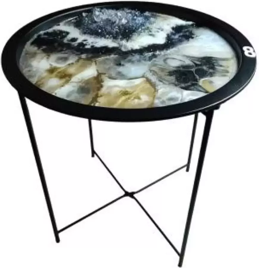 Geen merknaam Luxe epoxy bijzettafel met glitter en kristalstenen 8