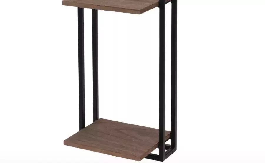 Geen merknaam Home & Styling Metalen Ophangrek met Houten Platen 53x20x15 cm Zwart Bruin - Foto 2