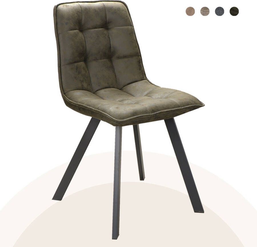 Geen specifiek merk Eetkamerstoel Raf Set van 2 Duke Lederlook Mosgroen - Foto 2