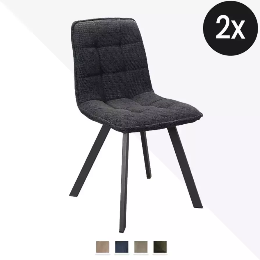 Geen specifiek merk Eetkamerstoel Raf Set van 2 Je Suis Stof Blauw