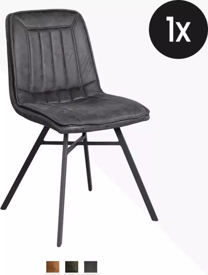 Geen specifiek merk Eetkamerstoel Rijn Duke Lederlook Antraciet Industrieel