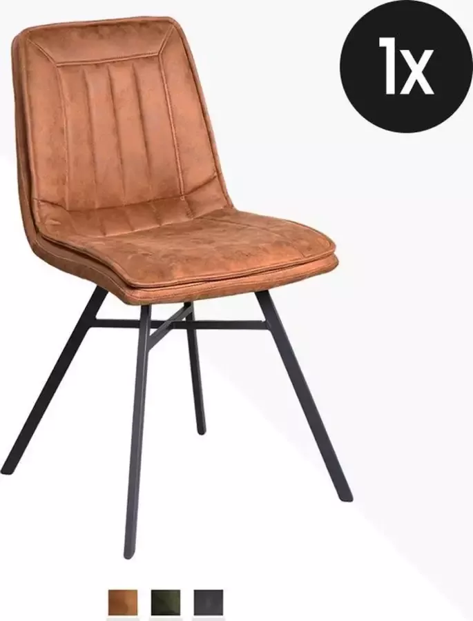 Geen specifiek merk Eetkamerstoel Rijn Duke Lederlook Cognac Industrieel