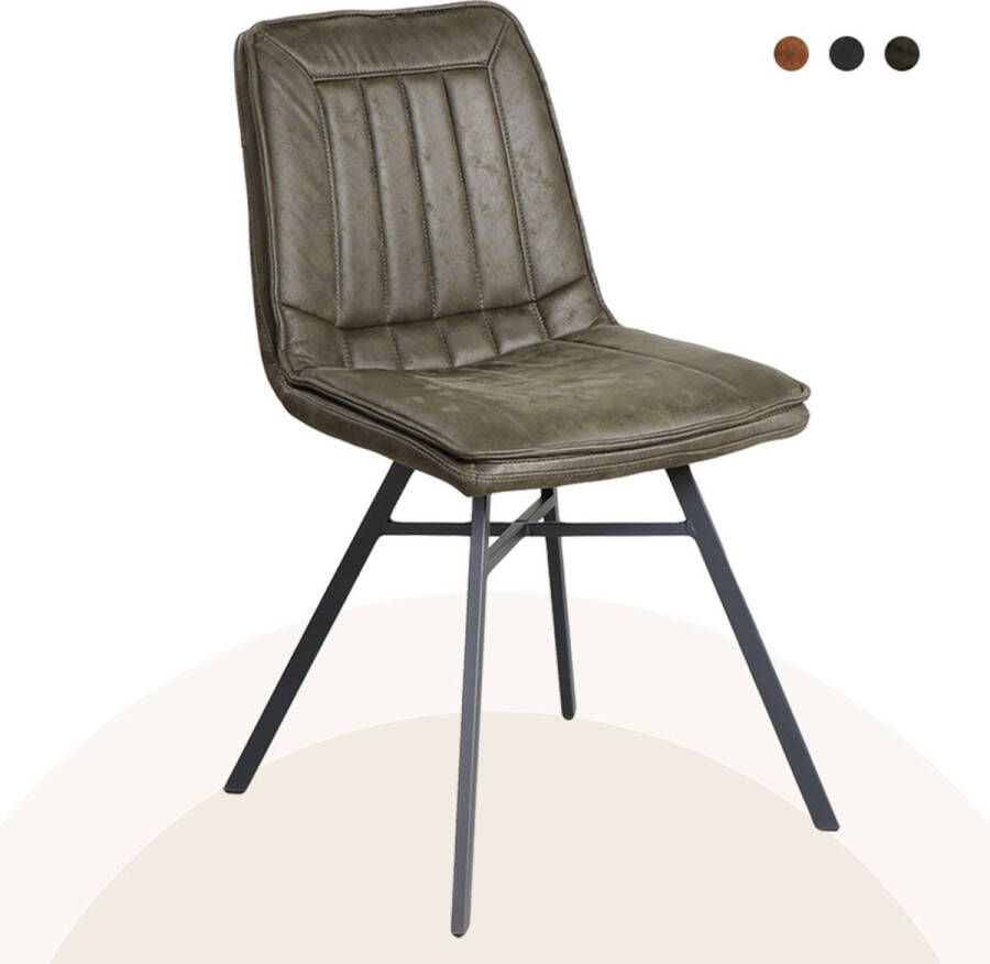 Lif Living Eetkamerstoel Rijn Set van 2 Duke Lederlook Mosgroen Kunstleer