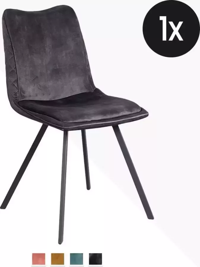 Geen specifiek merk Eetkamerstoel Sebas J'adore Velvet Antraciet Velours
