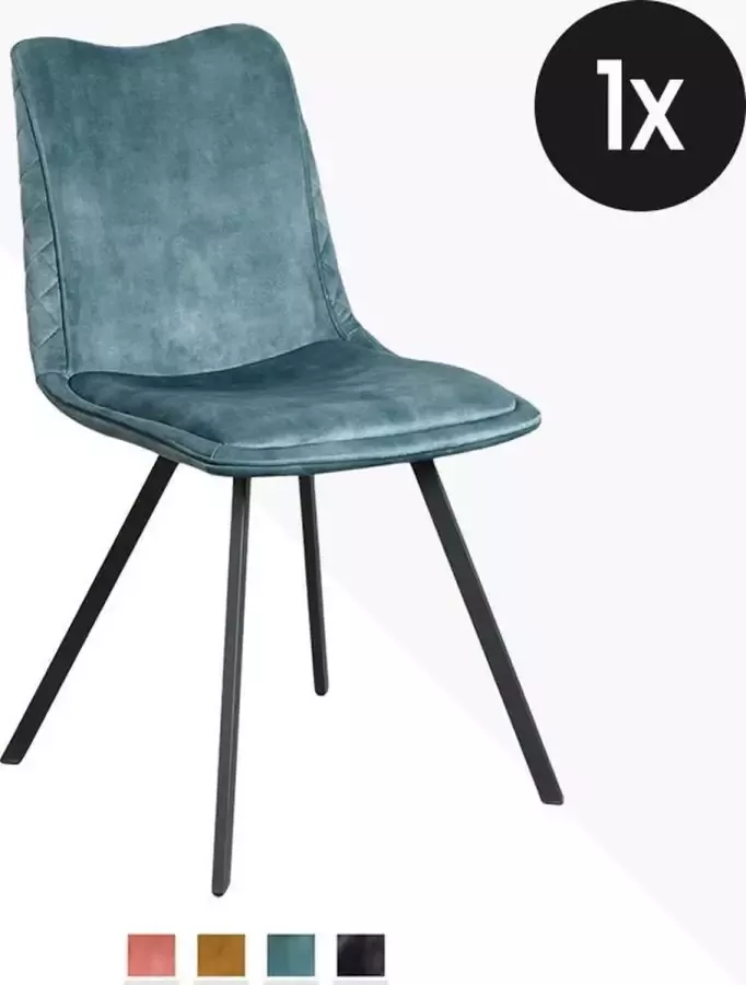 Geen specifiek merk Eetkamerstoel Sebas J'adore Velvet Aqua Velours