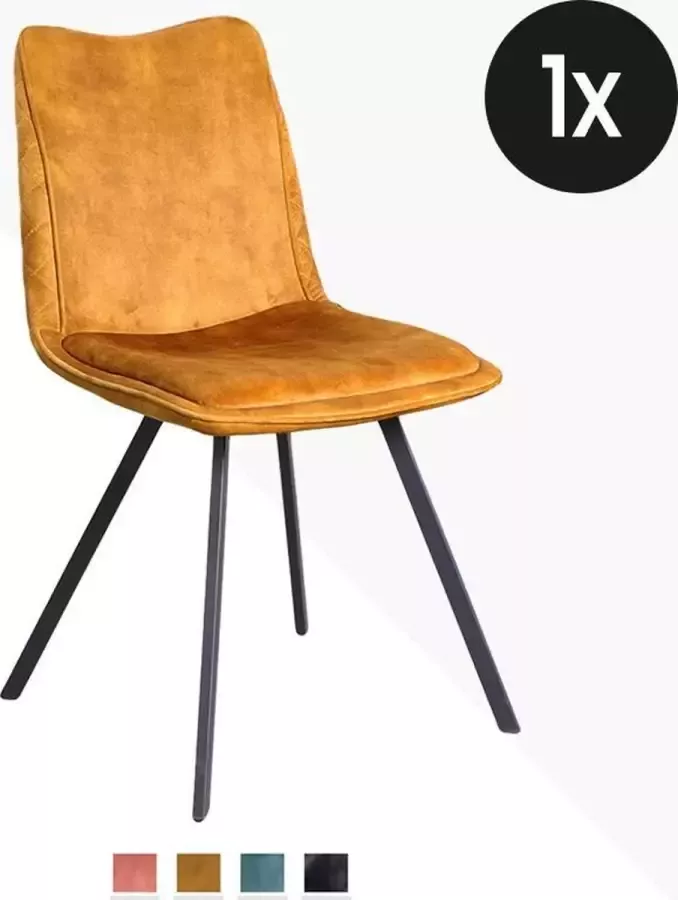 Geen specifiek merk Eetkamerstoel Sebas J'adore Velvet Goud Velours