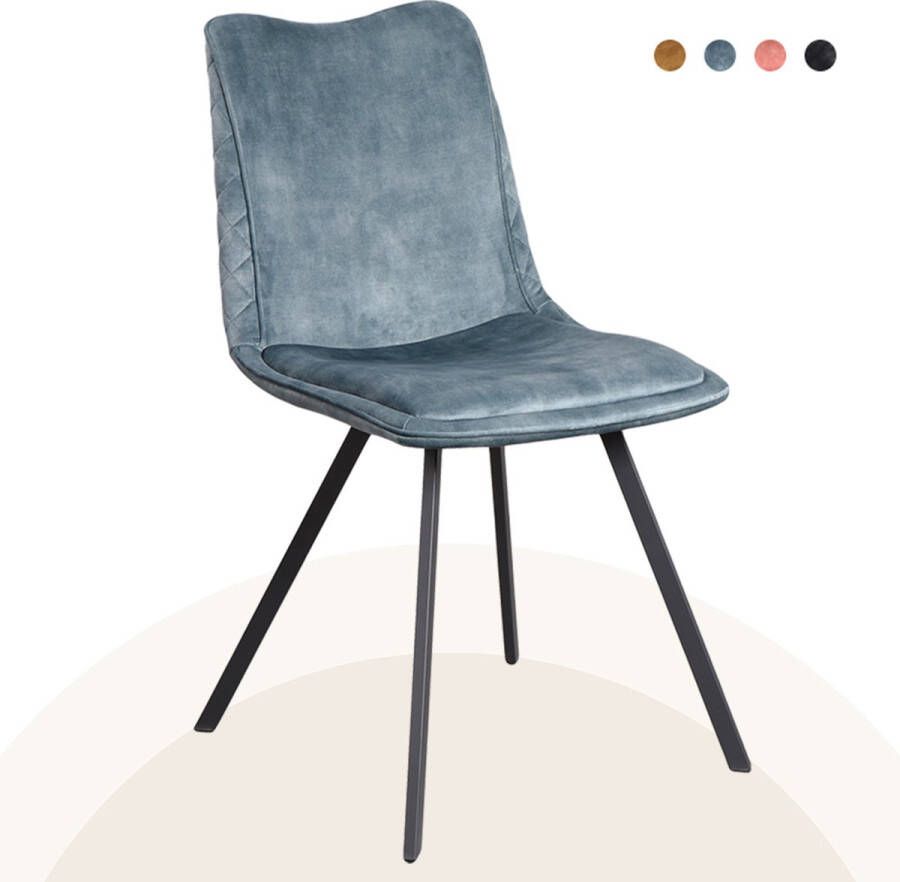 Geen specifiek merk Eetkamerstoel Sebas Set van 2 J'adore Velvet Aqua