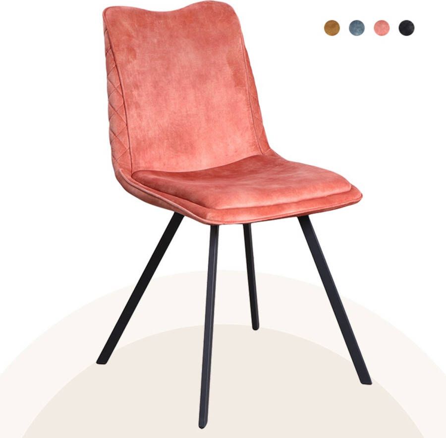 Geen specifiek merk Eetkamerstoel Sebas Set van 2 J'adore Velvet Roze