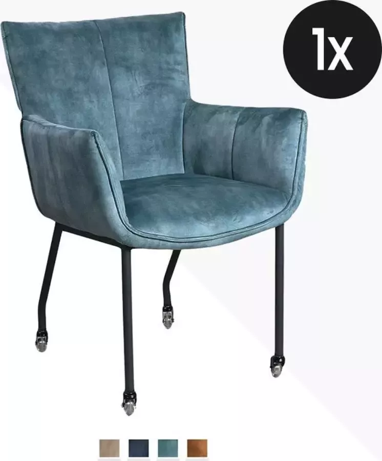 Geen specifiek merk Eetkamerstoel Toon J'adore Velvet Aqua Design Armstoel