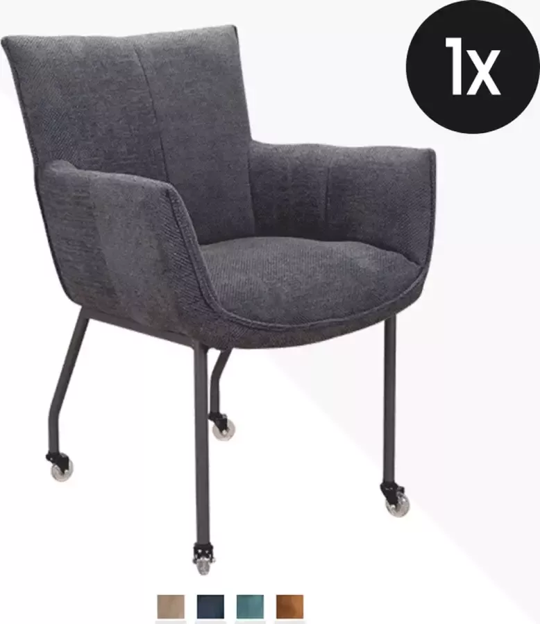 Geen specifiek merk Eetkamerstoel Toon Je Suis Stof Blauw Design Armstoel