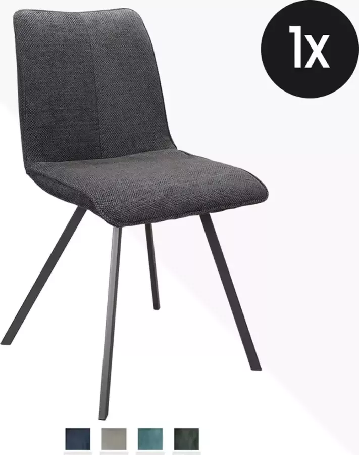 Geen specifiek merk Eetkamerstoel Willem Je Suis Stof Blauw Design