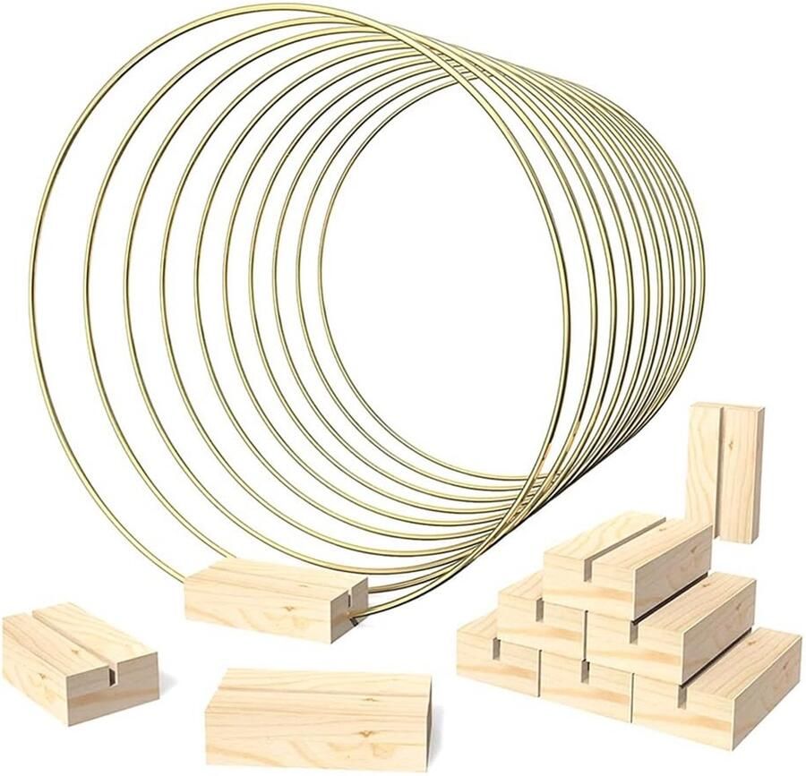 Geieold 10-pack 12 bloemhoepel-middenstuk met standaard voor tafel metalen hoepels voor handwerk metalen ringen