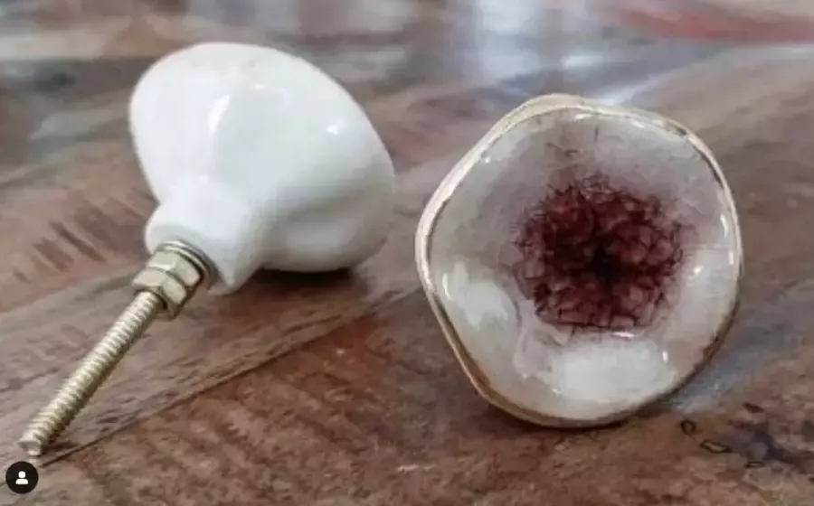 Geluk in een Potje kastknop meubelknop deurknop wandgreep kapstok knop keukendeurknop porselein craquelé oud rose met wit goud vintage look interieur rest diy commode nachtkastje