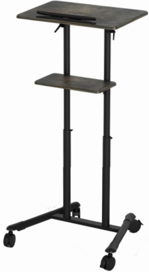 Gembird EnerGenie Mobiele Lezing Desk met Wielen Zwart Verstelbaar en Kantelbaar Bureau voor Kantoor en Onderwijs Ideaal voor Projectoren en Beamers