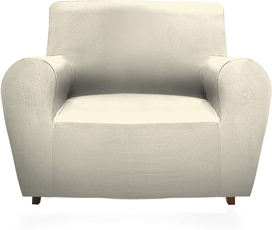 Gemitex Magic stoelhoes van stof effen en elastisch polyester crème fauteuil met rugleuning tot 120 cm
