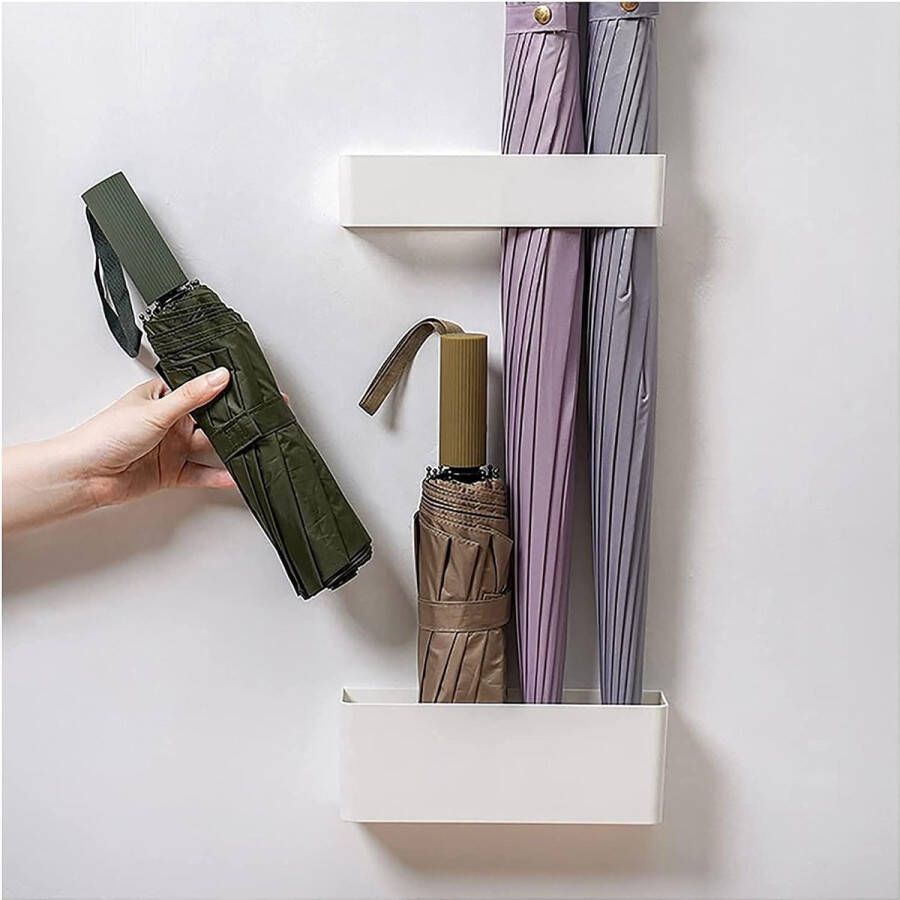 2-In-1 Paraplubak Aan De Muur Gemonteerde Paraplubak Ruimtebesparende Opbergdoos Voor Paraplubak Geschikt Voor Thuis En Op Kantoor Wit