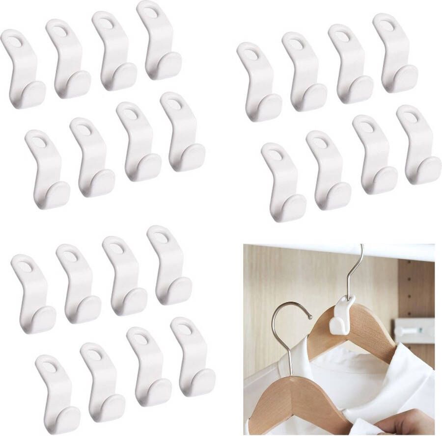 Generic 60 stuks kleerhangerconnectorhaken Witte hangerconnectorhaken Mini cascading hangerrekhaken Super ruimtebesparende kledingkast organiseren voor garderobekast