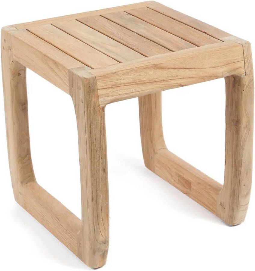Bazar Bizar Kruk Bijzettafel Symi Teakhout 38 x 38cm Naturel Vierkant