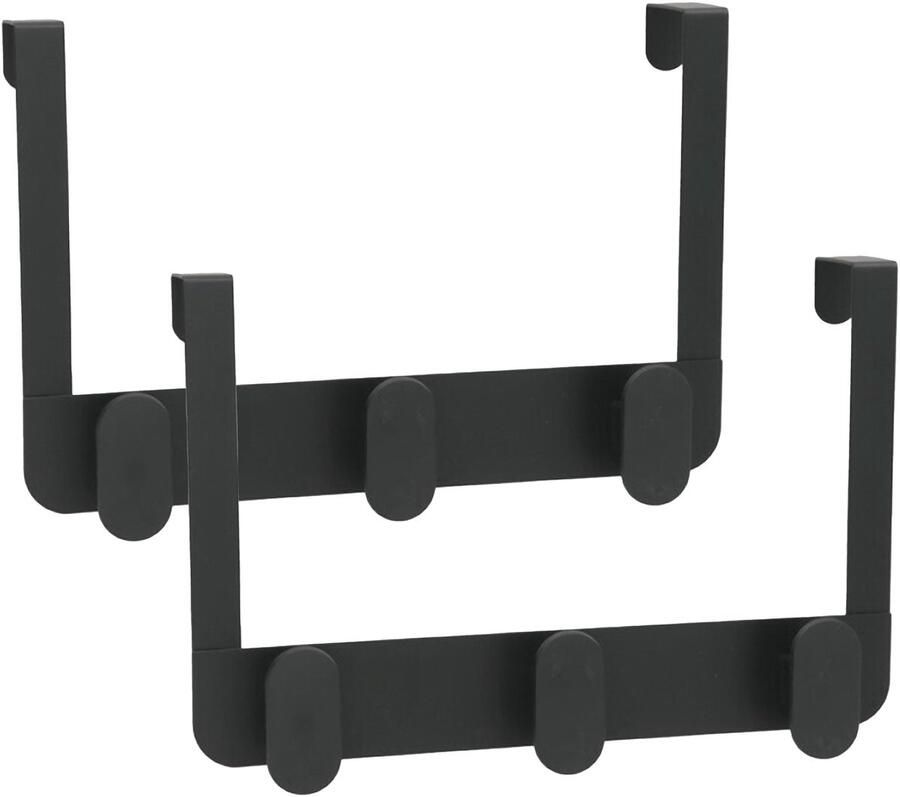 Gerimport Deurkapstok 2x 3 ophang haken zwart metaal ruimtebesparend