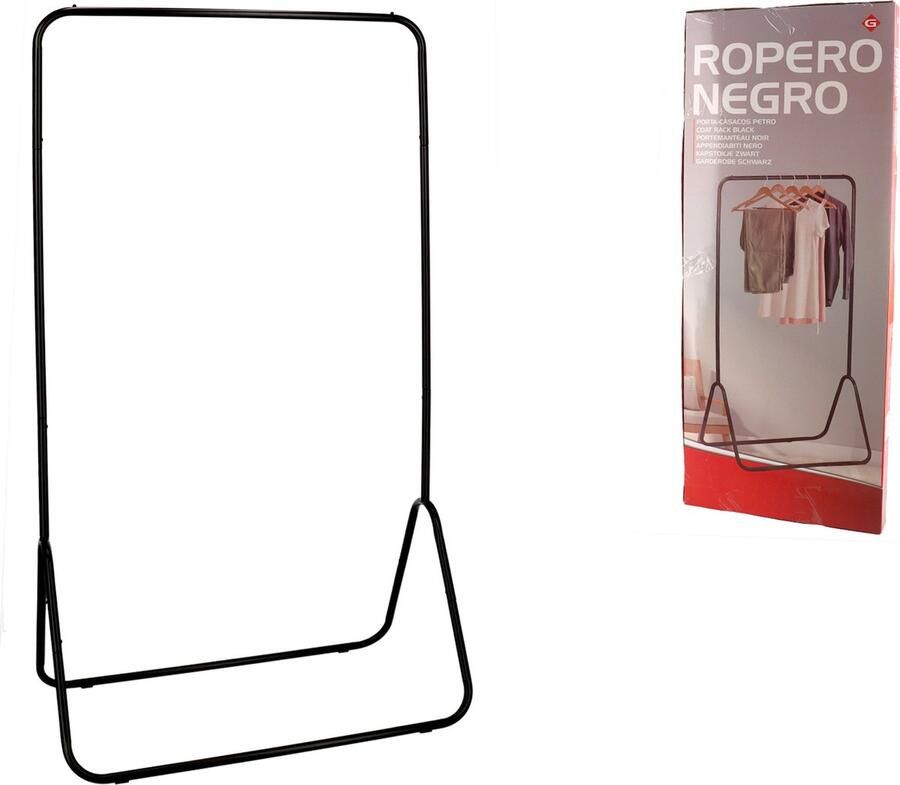 Gerimport port staand kledingrek zwart ijzer 80 x 44 x 145 cm