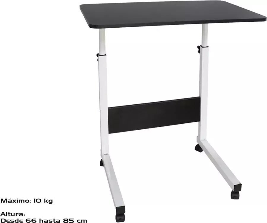 Gerimport Handige Verstelbare Bijzettafel met Wieltjes 60x40x80cm Laptop tafel Hoogte Verstelbaar 66-85cm Senioren tafel Gebruiksvriendelijk Bed tafel