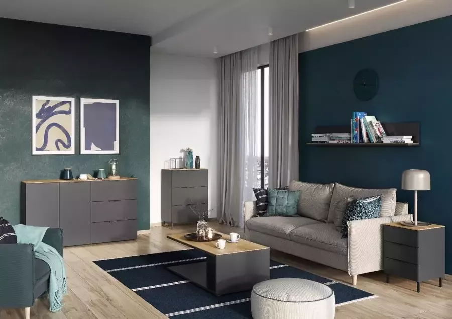 Germania California 151 cm Dressoir Grafiet Eiken