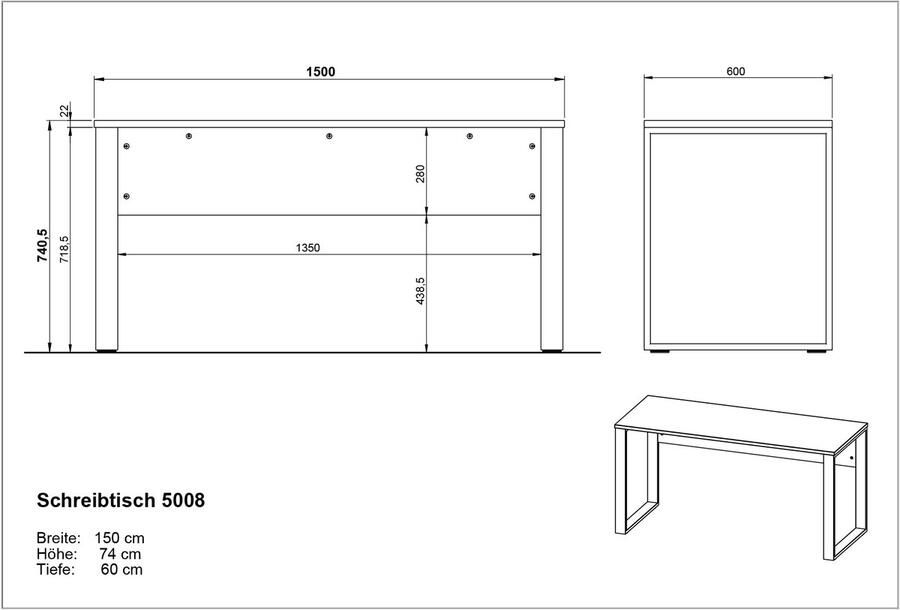 Germania Adrano Bureautafel Grafiet Zwart