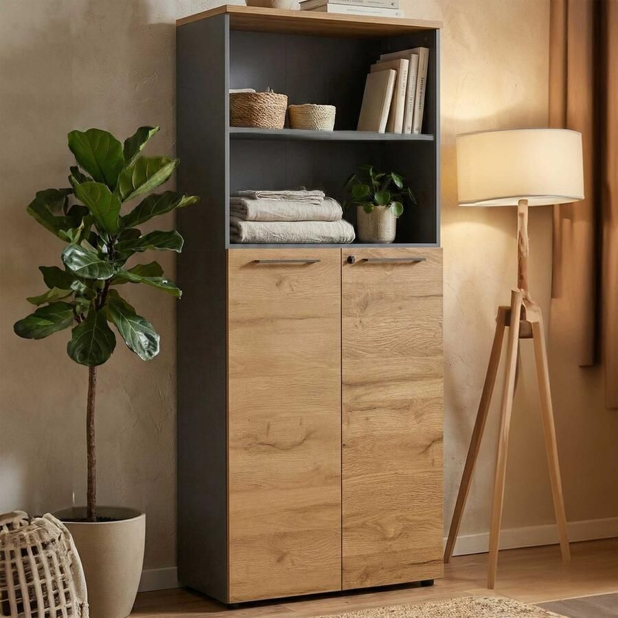 GERMANIA Archiefkast GW-Agenda multifunctionele kast afsluitbaar optioneel met 2 open vakken afmetingen 80x197 cm made in germany