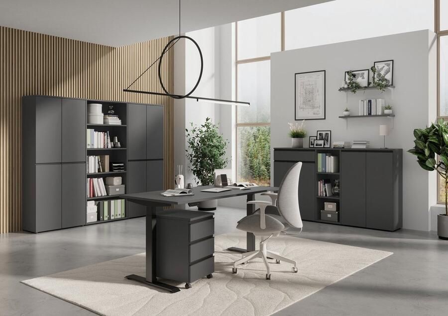 Germania EMOB Zit-stabureau Hermoso 180 x 80 x 120 cm Elektrisch verstelbaar Antraciet Zit-stabureaus Antraciet Spaanplaat Zit-stabureaus Op voorraad - Foto 12