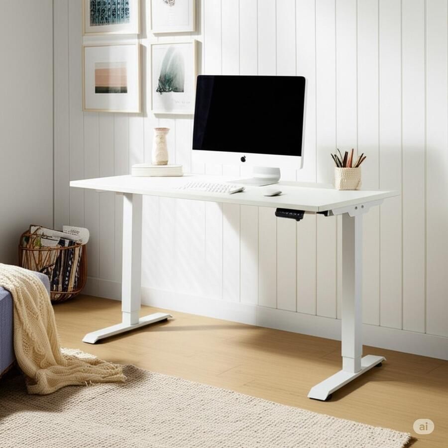 Germania Boras Elektrische Zit Sta Bureautafel Wit 140 cm