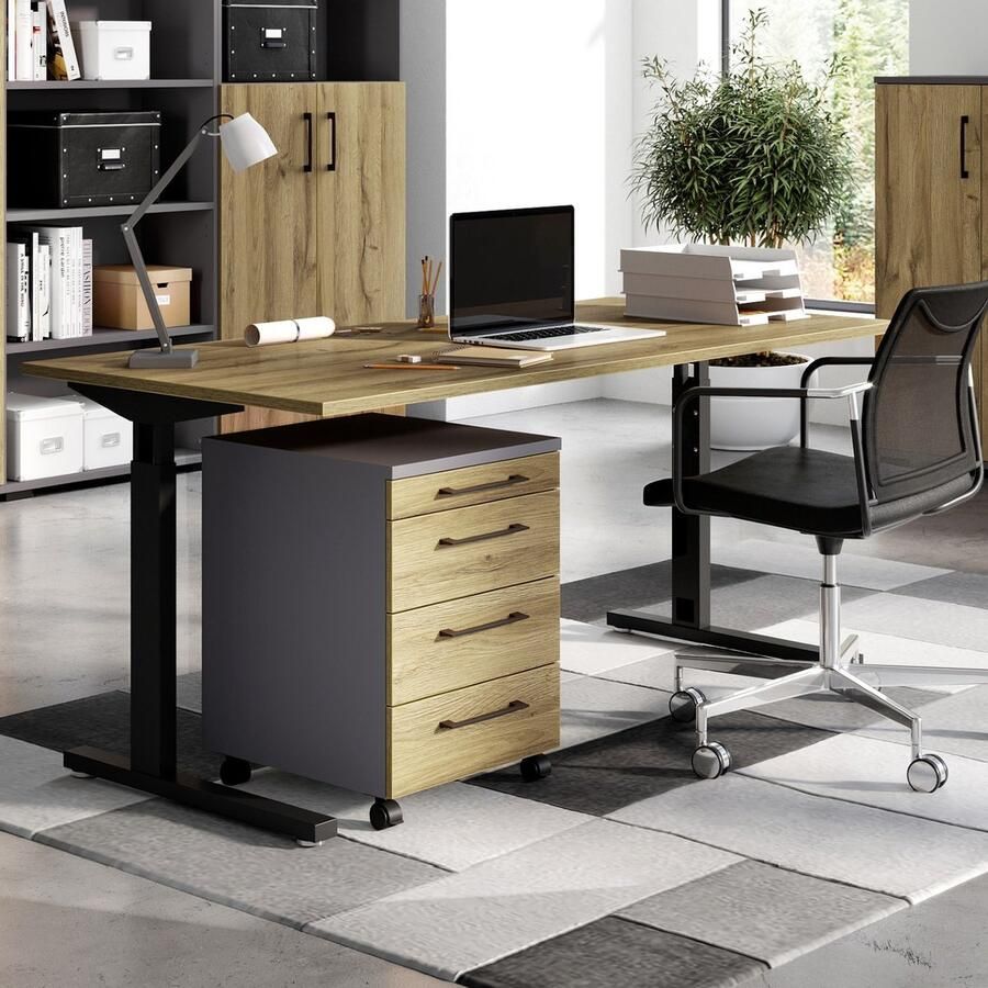 Germania EMOB Zit-stabureau Hermoso 180 x 80 x 120 cm Elektrisch verstelbaar Antraciet Zit-stabureaus Antraciet Spaanplaat Zit-stabureaus Op voorraad - Foto 3