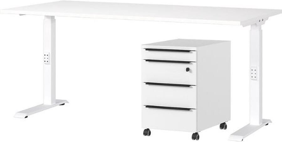 Germania Bureau en ladekast met slot Hermoso 217x80x72-118cm elektrisch verstelbaar Wit Zit-stabureaus Wit Metaal; Spaanplaat Zit-stabureaus - Foto 11