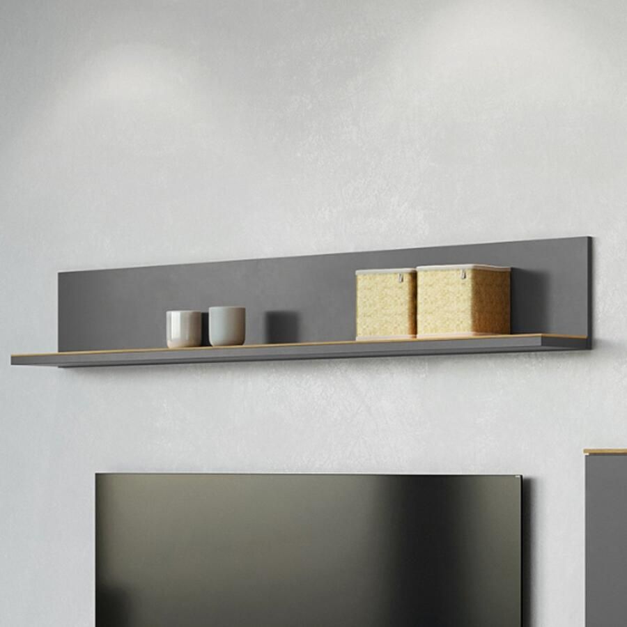 Germania Wandplank Calista 164cm antraciet eik Woonkamer Antraciet Melamine; Spaanplaat Woonkamer