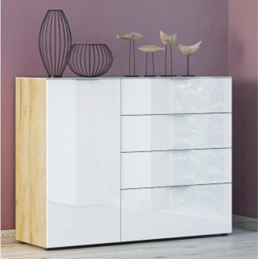 GERMANIA Dressoir OAKLAND in 2 breedten fronten en bovenblad met glas-inlay