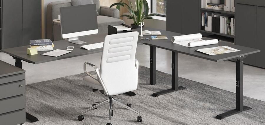 GERMANIA Bureau Milaan mechanisch in hoogte verstelbaar in verschillende breedten 120-180 cm made in germany - Foto 5